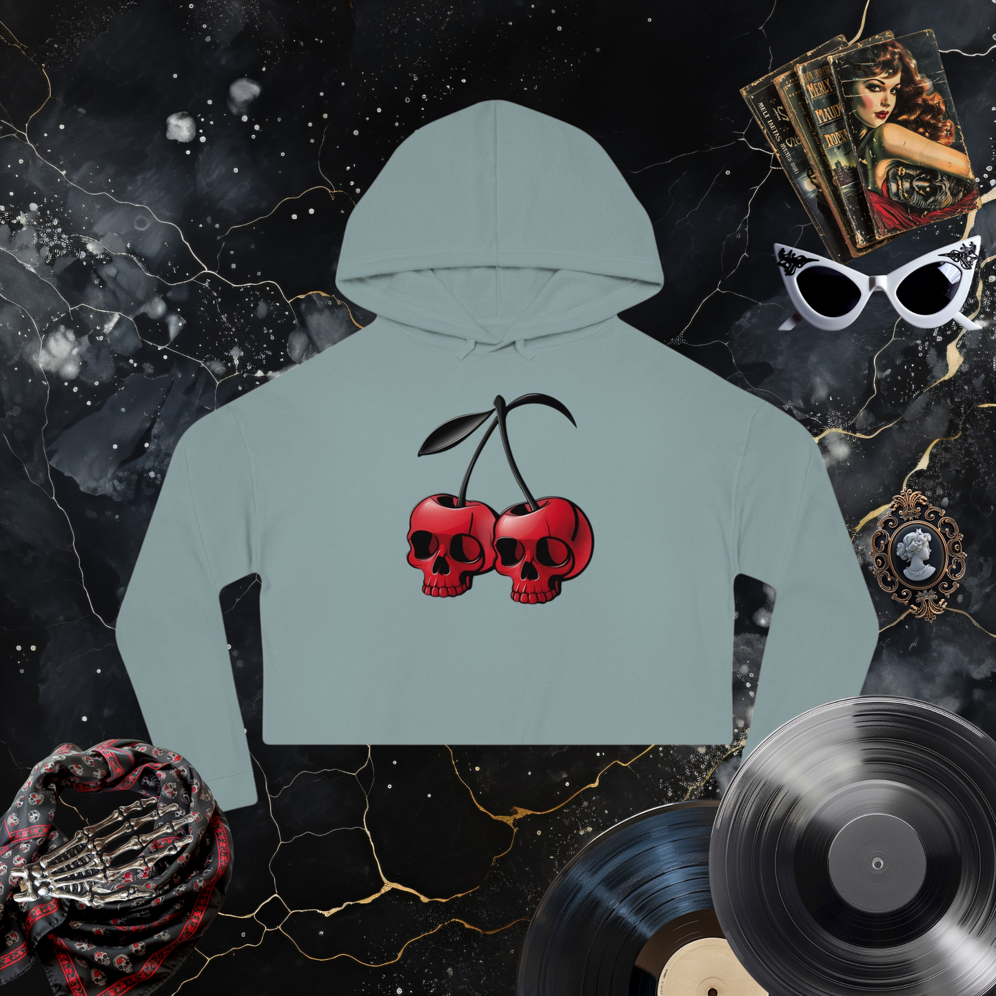 Cherry Bomb Cropped Hooded Sweatshirt