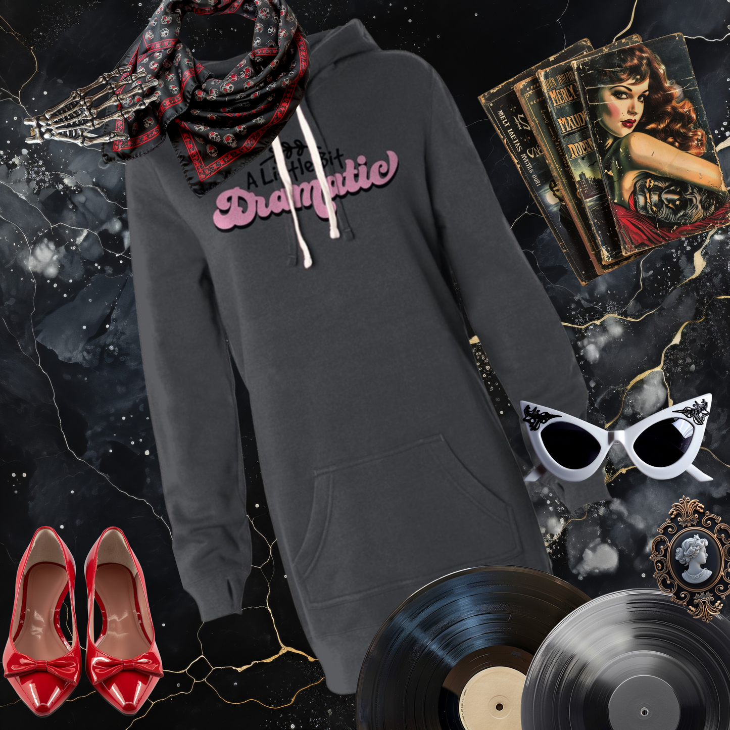 A Little Bit Dramatic Hooded Sweatshirt Dress