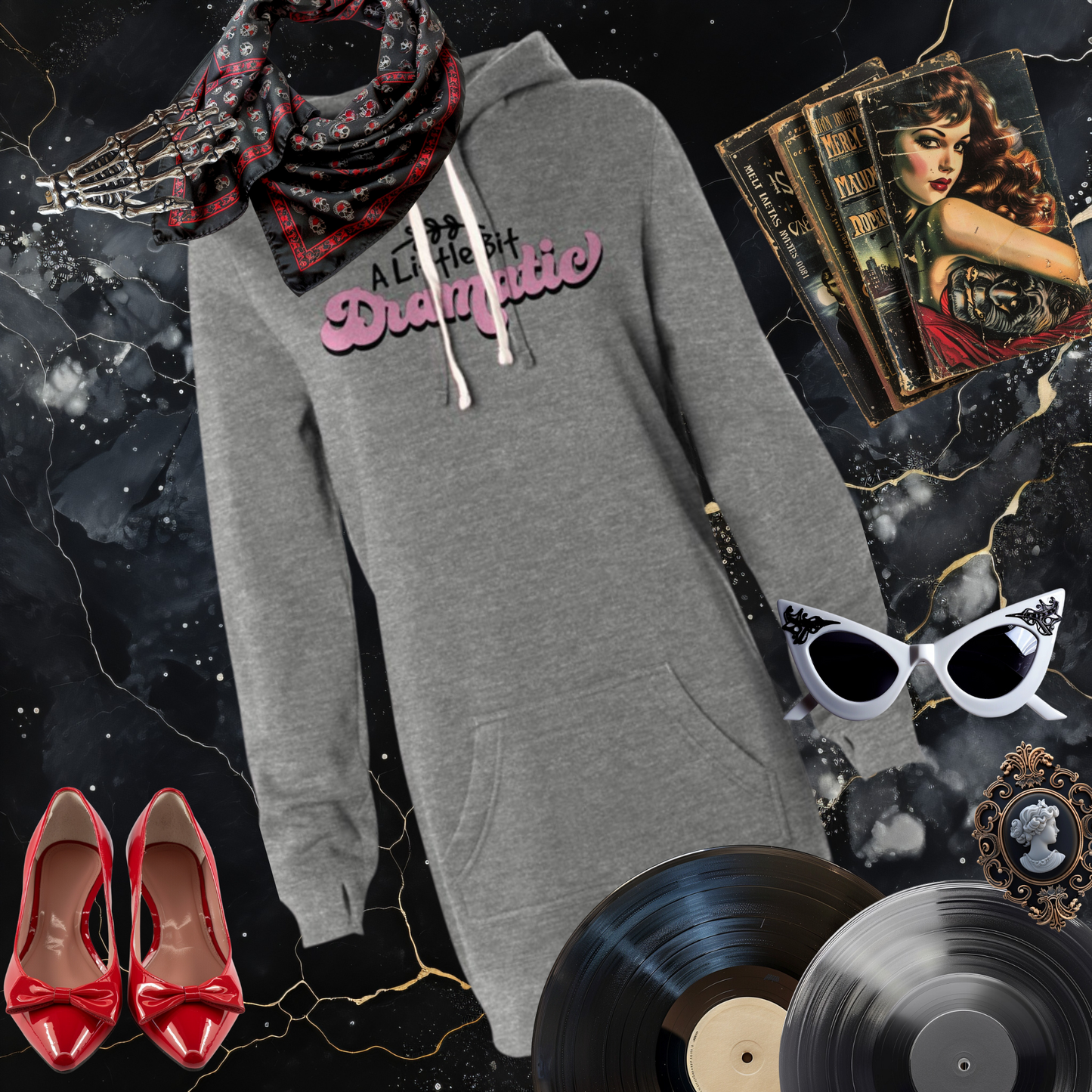 A Little Bit Dramatic Hooded Sweatshirt Dress