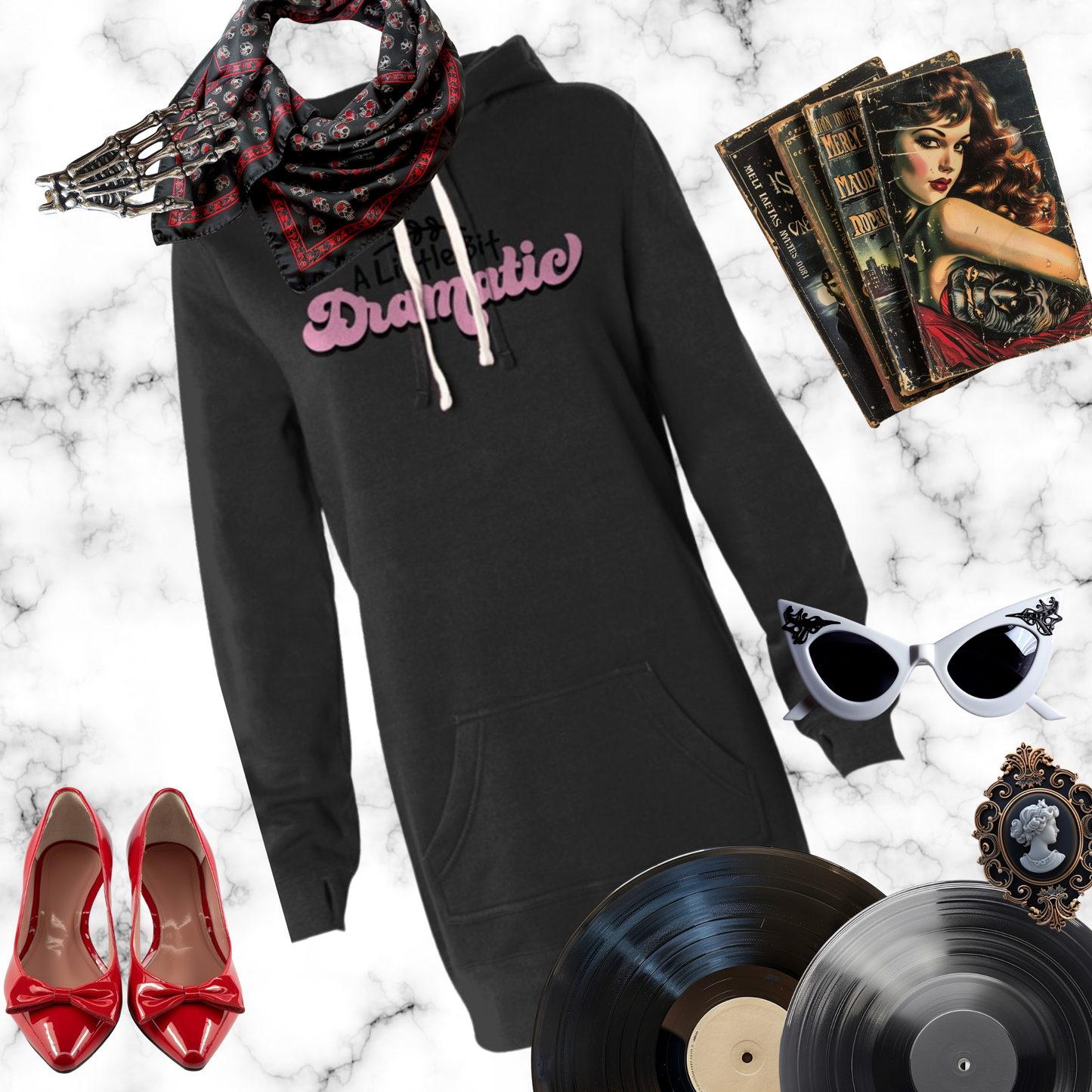 A Little Bit Dramatic Hooded Sweatshirt Dress