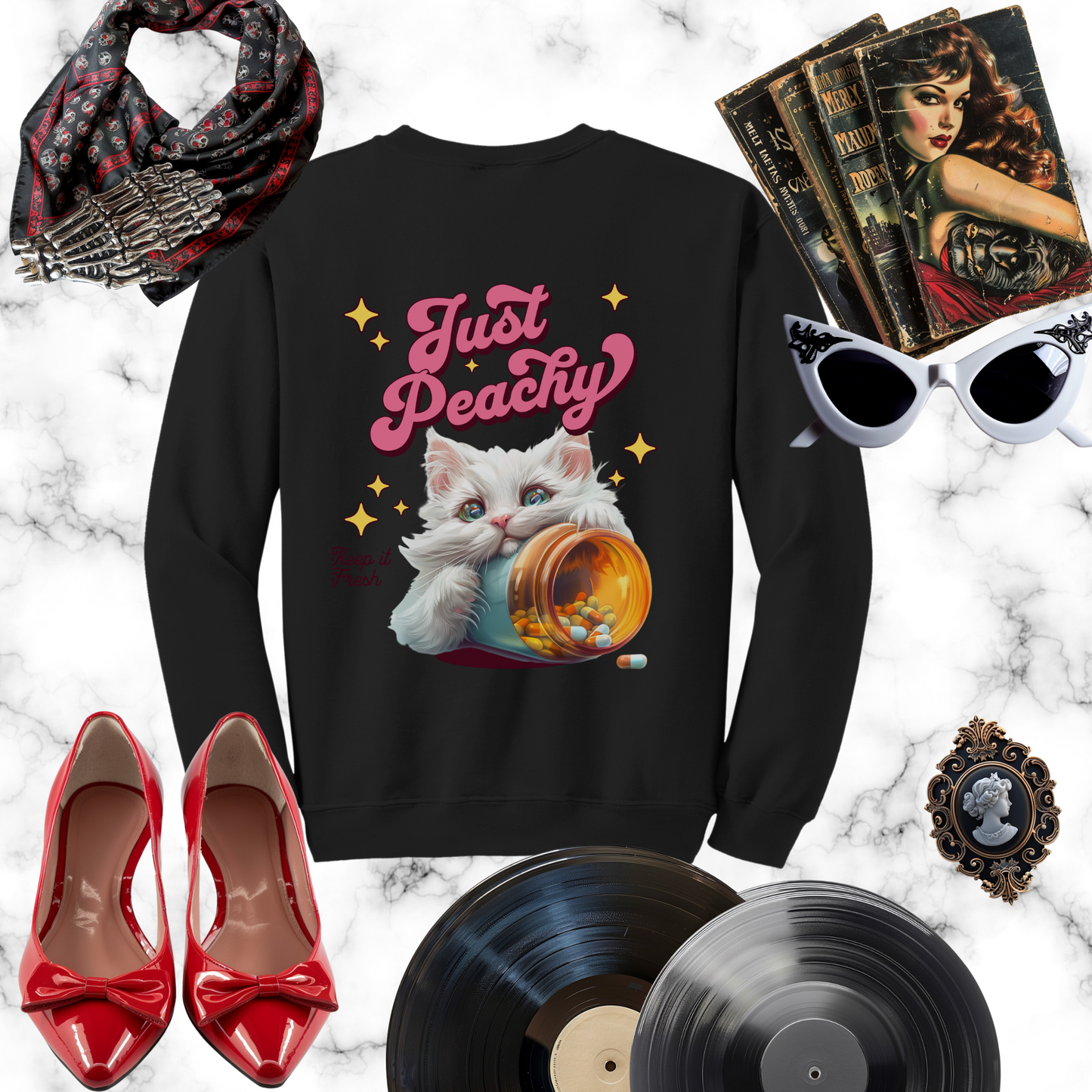 Just Peachy Drop Shoulder Sweatshirt