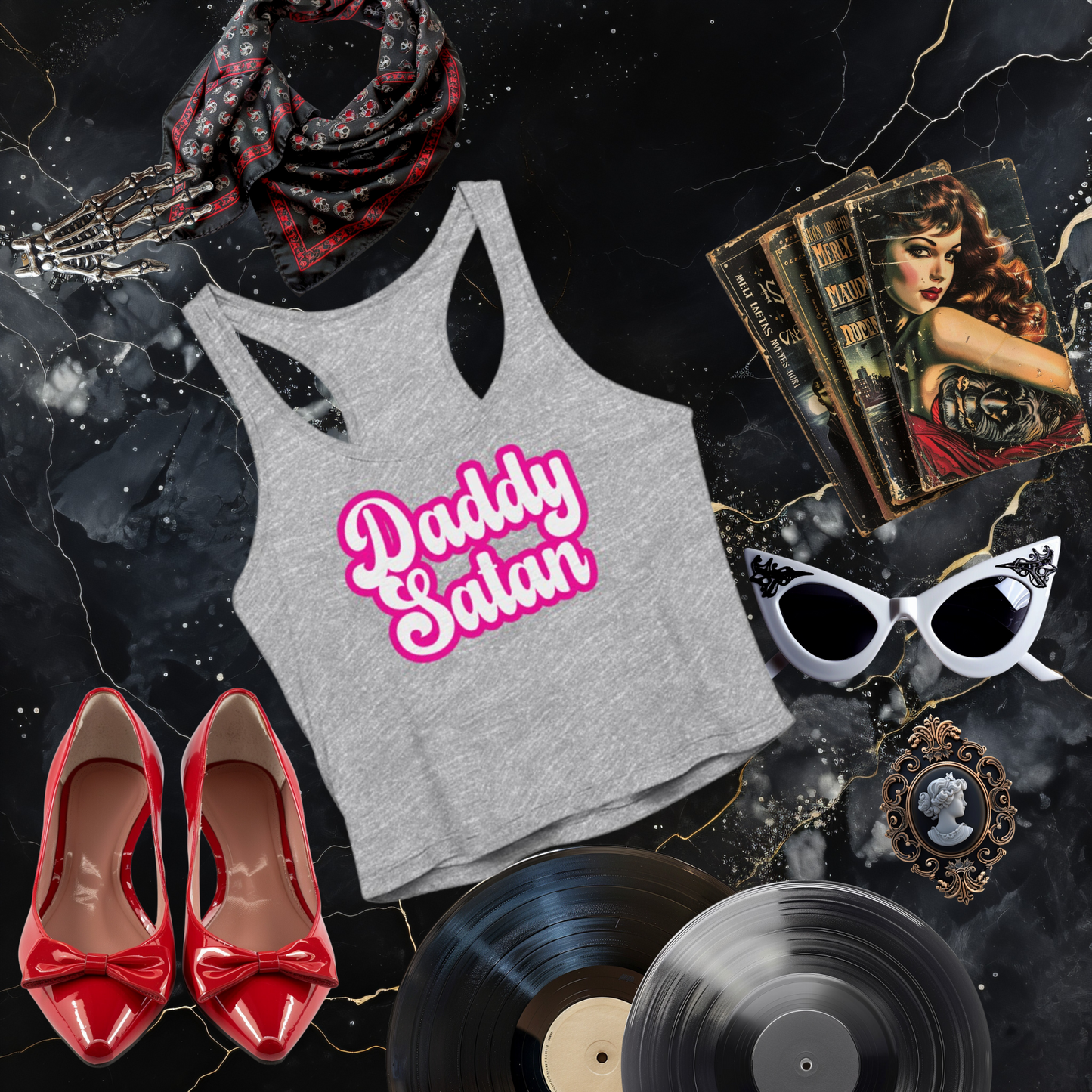 Daddy Satan Sheer Cropped Racer Tank